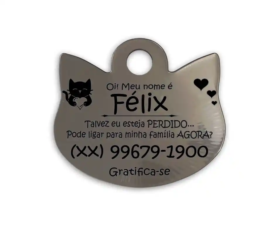 ❤ PlaquinhaFlex para Gatos em Aço INOX